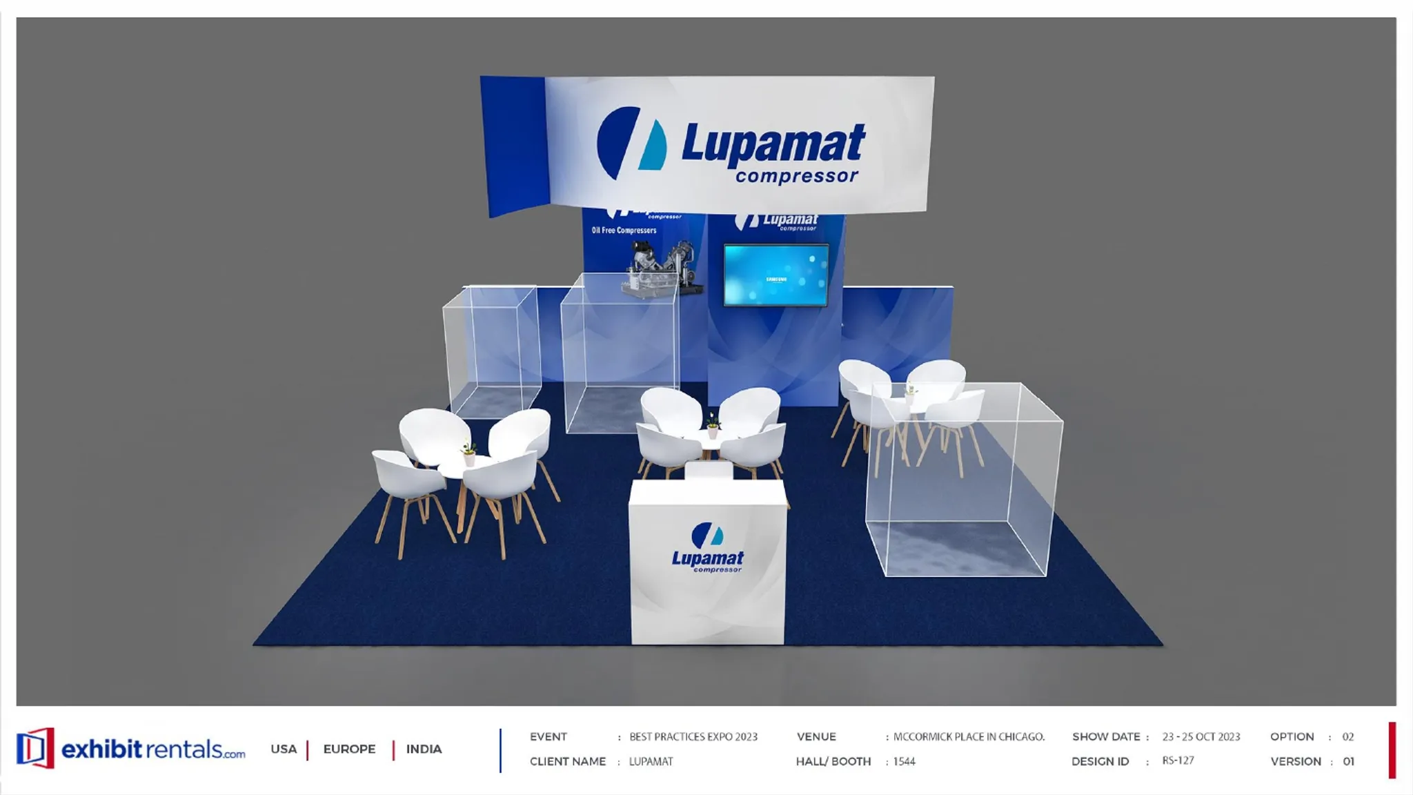 40x40 Peninsula booth design by Exhibit-Rentals